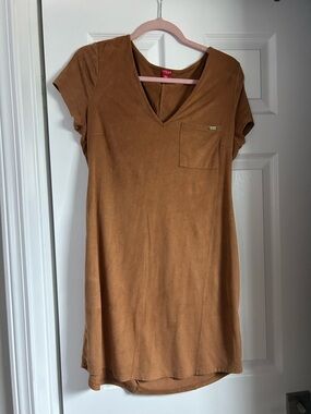 Guess Suede-Look Dress in Camel Brown